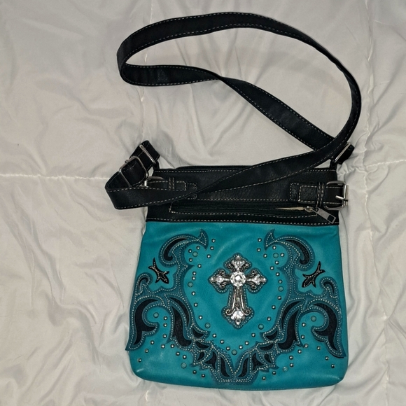 Turquoise cross body purse - Picture 1 of 3